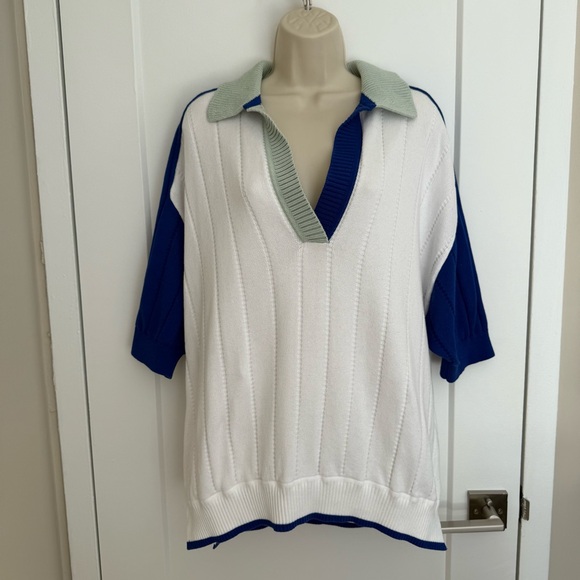 Anthropologie - Maeve - Collared Rugby V-neck Cotton Sweater - Picture 4 of 14